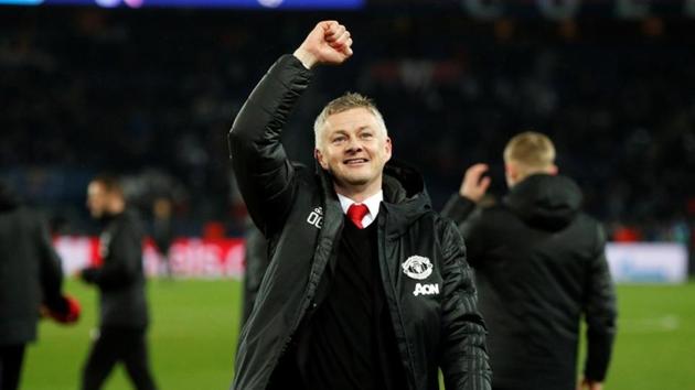 Manchester United interim manager Ole Gunnar Solskjaer celebrates after the match against PSG. (Action Images via Reuters) Manchester United interim manager Ole Gunnar Solskjaer celebrates after the match against PSG. (Action Images via Reuters)