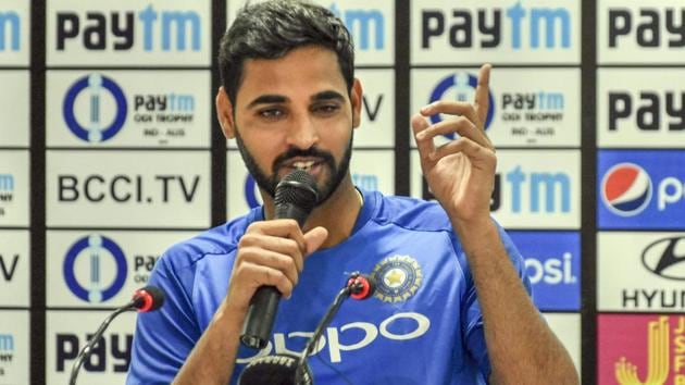 Bhuvneshwar Kumar addresses a press conference ahead of the 3rd ODI against Australia in Ranchi, on Thursday. (PTI) Bhuvneshwar Kumar addresses a press conference ahead of the 3rd ODI against Australia in Ranchi, on Thursday. (PTI)