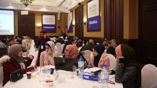 Nada Rudwan (L) takes part in a startup workshop in Gaza City. “It was difficult to find a job, so I thought of doing something I like and that will make me money at the same time,” said Rudwan, 27, who posts cooking tutorials to social media under the name “Nada Kitchen”. Rudwan said she earns income from YouTube proceeds and that several companies in Saudi Arabia recently purchased her videos. (Samar Abo Elouf / REUTERS) Nada Rudwan (L) takes part in a startup workshop in Gaza City. “It was difficult to find a job, so I thought of doing something I like and that will make me money at the same time,” said Rudwan, 27, who posts cooking tutorials to social media under the name “Nada Kitchen”. Rudwan said she earns income from YouTube proceeds and that several companies in Saudi Arabia recently purchased her videos. (Samar Abo Elouf / REUTERS)