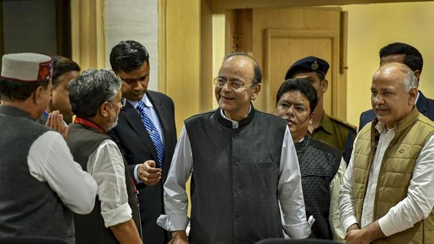 Union Finance Minister Arun Jaitley and Finance Ministers of Delhi, Bihar and Himachal Pradesh at the 33rd GST Council meeting, in New Delhi. (PTI) Union Finance Minister Arun Jaitley and Finance Ministers of Delhi, Bihar and Himachal Pradesh at the 33rd GST Council meeting, in New Delhi. (PTI)