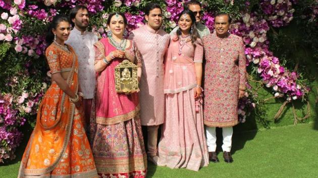 The Ambani family spotted together at the wedding celebrations(Varinder Chawla)