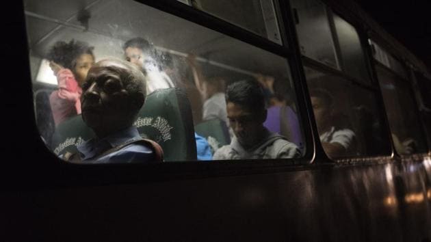 Residents sit on a bus during the blackout in the Chacaito neighbourhood of Caracas. Miguel Lara, a former director of Venezuela’s power grid, said from Sao Paulo on Friday that the blackout showed the deterioration of the infrastructure is even worse than imagined. “Practically nothing is working anymore, not even the backup thermal-power plants,” he said. “We don’t have the replacement parts, the trained personnel.” (Carlos Becerra / Bloomberg) Residents sit on a bus during the blackout in the Chacaito neighbourhood of Caracas. Miguel Lara, a former director of Venezuela’s power grid, said from Sao Paulo on Friday that the blackout showed the deterioration of the infrastructure is even worse than imagined. “Practically nothing is working anymore, not even the backup thermal-power plants,” he said. “We don’t have the replacement parts, the trained personnel.” (Carlos Becerra / Bloomberg)
