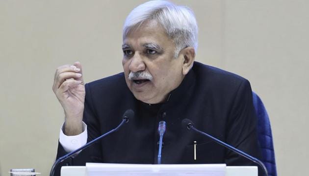 India's Chief Election Commissioner Sunil Arora speaks during a press conference in New Delhi, India, Sunday, March 10, 2019. India's Election Commission has announced that the upcoming national election will be held in seven phases in April and May as Prime Minister Narendra Modi's Hindu nationalist party seeks a second term. (AP Photo/ Manish Swarup)(AP) India's Chief Election Commissioner Sunil Arora speaks during a press conference in New Delhi, India, Sunday, March 10, 2019. India's Election Commission has announced that the upcoming national election will be held in seven phases in April and May as Prime Minister Narendra Modi's Hindu nationalist party seeks a second term. (AP Photo/ Manish Swarup)(AP)