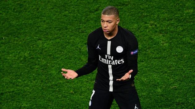 PSG’s Kylian Mbappe reacts during the Champions League loss to Manchester United. (AFP) PSG’s Kylian Mbappe reacts during the Champions League loss to Manchester United. (AFP)