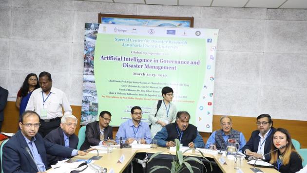 The Special Centre for Disaster Research, JNU, New Delhi in collaboration with NITI Aayog, NDMA, NIDM, ICSSR, Skymet Weather and Springer Nature is organising a three day Global Symposium on Artificial Intelligence in Governance and Disaster Management at Convention Centre, JNU from March 11-13, 2019.(Handout image)