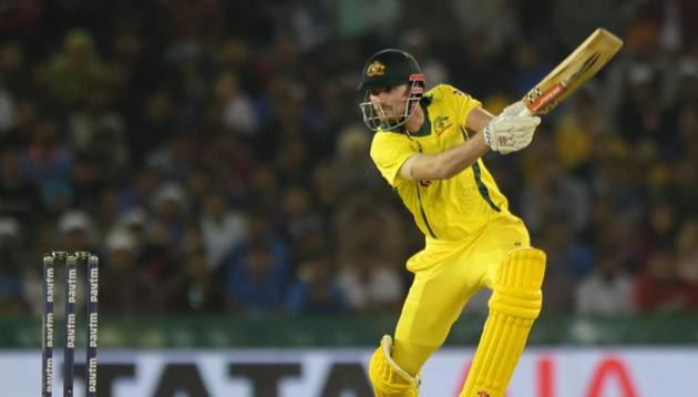 Mohali: Ashton Turner of Australia plays a shot during the 4th ODI cricket match between India and Australia in Mohali on Sunday, March 10, 2019(PTI)