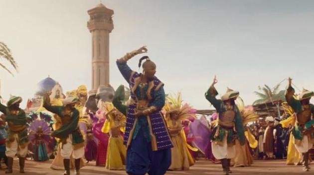 Will Smith dances in a still from the new Aladdin trailer.