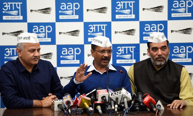 A day after Congress ruled out any alliance with Aam Aadmi Party (AAP), Chief Minister Arvind Kejriwal on Tuesday said that it will win all seven seats in the ensuing Lok Sabha elections. Kejriwal told media, “. As per our internal survey, all seven AAP contestants are winning, without Congress. We don’t have any indication or message from Congress regarding the alliance.” (Sonu Mehta / HT Photo) A day after Congress ruled out any alliance with Aam Aadmi Party (AAP), Chief Minister Arvind Kejriwal on Tuesday said that it will win all seven seats in the ensuing Lok Sabha elections. Kejriwal told media, “. As per our internal survey, all seven AAP contestants are winning, without Congress. We don’t have any indication or message from Congress regarding the alliance.” (Sonu Mehta / HT Photo)