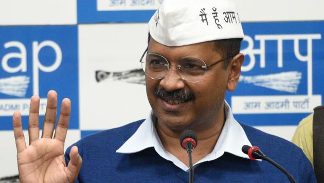 Delhi CM Arvind Kejriwal said on Tuesday that a survey conducted by the AAP had revealed that 56% of Delhi residents thought the BJP alleged politicising the recent tensions between India and Pakistan were viewed unfavourably by voters.(Sonu Mehta/HT Photo) Delhi CM Arvind Kejriwal said on Tuesday that a survey conducted by the AAP had revealed that 56% of Delhi residents thought the BJP alleged politicising the recent tensions between India and Pakistan were viewed unfavourably by voters.(Sonu Mehta/HT Photo)