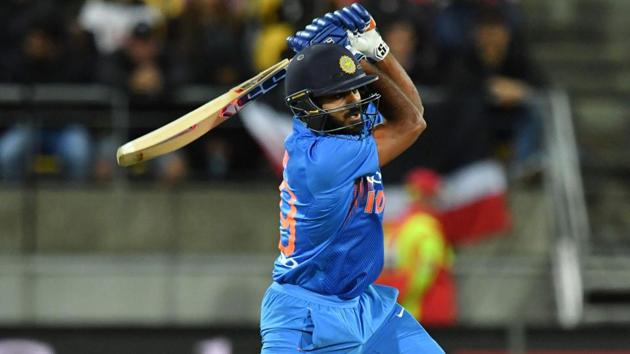Vijay Shankar plays a shot during the first Twenty20 cricket match between New Zealand and India. (AFP) Vijay Shankar plays a shot during the first Twenty20 cricket match between New Zealand and India. (AFP)