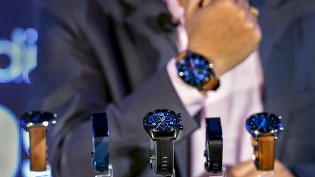 Chinese smartphone manufacturer Huawei's newly-launched Watch GT, Huawei Band 3 Pro and Huawei Band 3e on display, in New Delhi. It will be available in India from March 19. (PTI) Chinese smartphone manufacturer Huawei's newly-launched Watch GT, Huawei Band 3 Pro and Huawei Band 3e on display, in New Delhi. It will be available in India from March 19. (PTI)