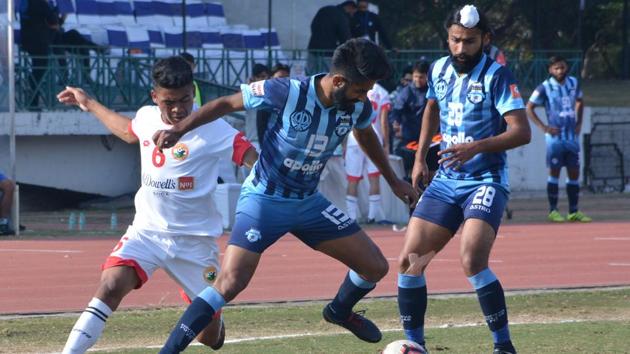 A file photo of the I-League match between Minerva Punjab and Shillong Lajong.(HT Photo)