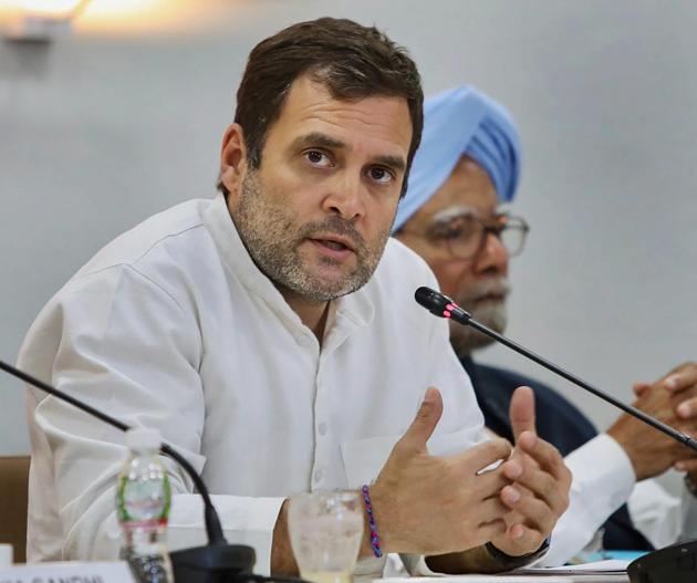 Congress President Rahul Gandhi addresses the Congress Working Committee (CWC) meeting, in Ahmedabad. Gandhi said the Congress Working Committee has resolved the defeat the RSS/BJP ideology. “No sacrifice is too great in this endeavour; no effort too little; this battle will be won,” Gandhi wrote on Twitter following the Congress strategy meet. (PTI) Congress President Rahul Gandhi addresses the Congress Working Committee (CWC) meeting, in Ahmedabad. Gandhi said the Congress Working Committee has resolved the defeat the RSS/BJP ideology. “No sacrifice is too great in this endeavour; no effort too little; this battle will be won,” Gandhi wrote on Twitter following the Congress strategy meet. (PTI)