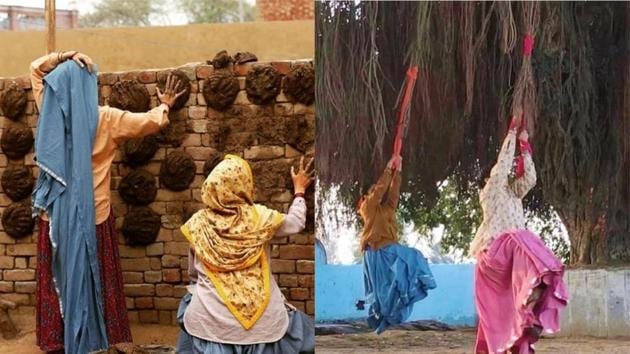 Taapsee Pannu and Bhumi Pednekar on the sets of Saand Ki Aankh.