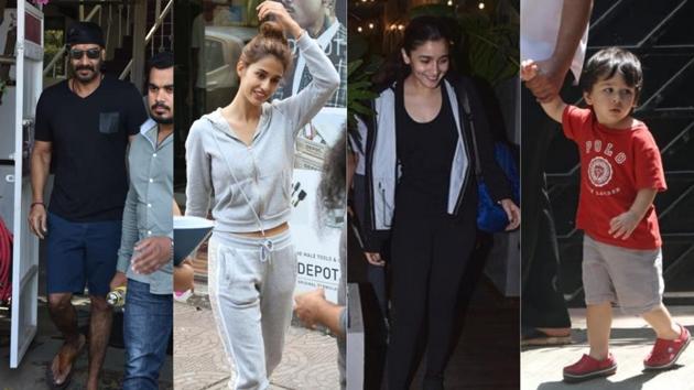 Ajay Devgn, Disha Patani, Alia Bhatt and Taimur spotted in Mumbai on Wednesday. (Varinder Chawla) Ajay Devgn, Disha Patani, Alia Bhatt and Taimur spotted in Mumbai on Wednesday. (Varinder Chawla)