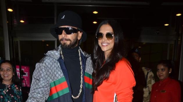 Ranveer Singh and Deepika Padukone spotted at the Mumbai airport.(Varinder Chawla)