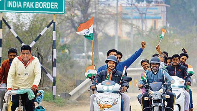 People celebrate IAF pilot Abhinandan Varthaman’s release by Pakistan authorities, at the Attari-Wagah border near Amritsar. Several commentators believe that air strikes on a Pakistani terror base have given the BJP a decisive edge over its opponents, with debates on national security taking centre stage. (PTI File Photo) People celebrate IAF pilot Abhinandan Varthaman’s release by Pakistan authorities, at the Attari-Wagah border near Amritsar. Several commentators believe that air strikes on a Pakistani terror base have given the BJP a decisive edge over its opponents, with debates on national security taking centre stage. (PTI File Photo)