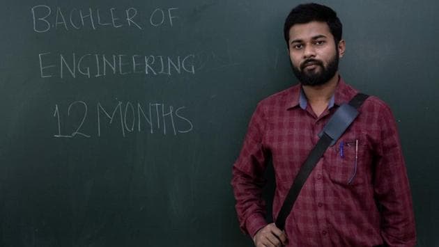 Rahul Dandwate, a 26-year-old Bachelor of Engineering (B.E.) graduate who has been unemployed for one year is during a job fair in Chinchwad. “Companies come up with jobs but the salary is very low or they don’t want to pay every month. They try to take advantage of so many jobless youngsters by offering low salary,” said Dandwate. (Danish Siddiqui / REUTERS) Rahul Dandwate, a 26-year-old Bachelor of Engineering (B.E.) graduate who has been unemployed for one year is during a job fair in Chinchwad. “Companies come up with jobs but the salary is very low or they don’t want to pay every month. They try to take advantage of so many jobless youngsters by offering low salary,” said Dandwate. (Danish Siddiqui / REUTERS)
