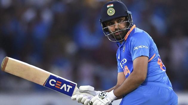 Rohit Sharma plays a shot against Australia.(PTI) Rohit Sharma plays a shot against Australia.(PTI)