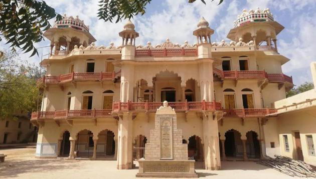 The Rajasthan archaeology and museum department is carrying out the restoration work at Parsi theatre in Jhalawar.(HT Photo)
