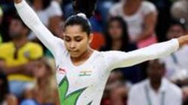 File photo of Dipa Karmakar.(Brazil-Atul Yadav)