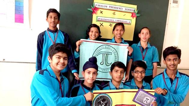 Natonal Pi Day 2019 : Students of Shalom Presidency School in Gurgaon celebrating Pi day on March 14, 2019.(Handout image)