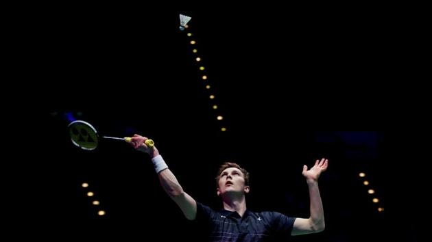 Denmark’s Viktor Axelsen in action during the men’s final against Japan’s Kento Momota at the All England Open Badminton Championships in Birmingham, England. (Andrew Boyers / Action Images via Reuters) Denmark’s Viktor Axelsen in action during the men’s final against Japan’s Kento Momota at the All England Open Badminton Championships in Birmingham, England. (Andrew Boyers / Action Images via Reuters)