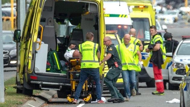 An injured person is loaded into an ambulance following a shooting at the Al Noor mosque in Christchurch. (Reuters) An injured person is loaded into an ambulance following a shooting at the Al Noor mosque in Christchurch. (Reuters)