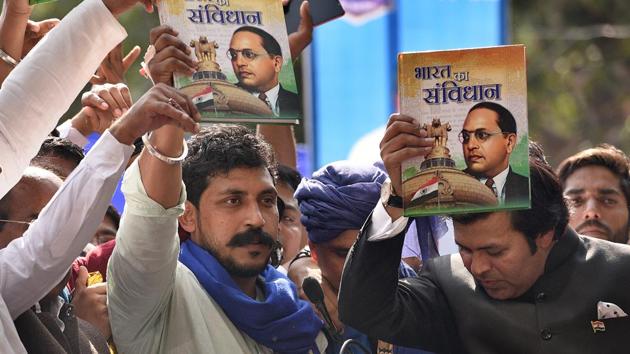 Chandrashekhar Azad, chief of the Dalit-led Bhim Army, announced on Friday that he would contest the general elections from Varanasi, Prime Minister Narendra Modi’s constituency.(Raj K Raj/HT PHOTO)