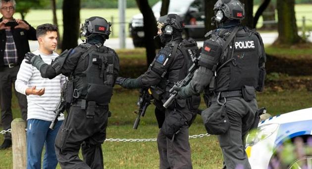 New Zealand was placed on its highest security threat level, Ardern said, adding that four people taken into custody held extremist views but had not been on any police watchlists. (REUTERS) New Zealand was placed on its highest security threat level, Ardern said, adding that four people taken into custody held extremist views but had not been on any police watchlists. (REUTERS)