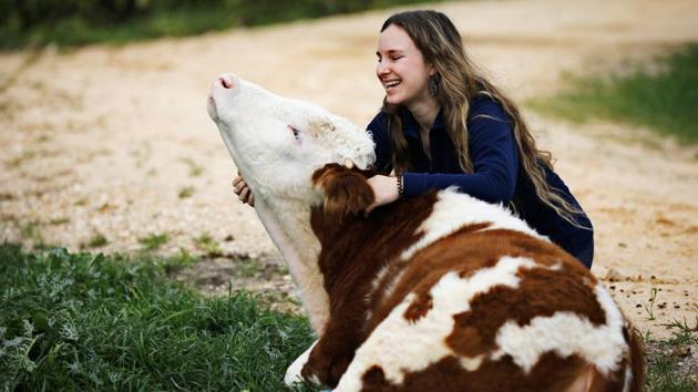 A volunteer hugs Nir, a cow fitted with prosthetic leg. The five-month-old cow is the farm’s most recent addition and has been fitted with a prosthetic leg to replace one that was broken and then amputated. (Nir Elias / REUTERS) A volunteer hugs Nir, a cow fitted with prosthetic leg. The five-month-old cow is the farm’s most recent addition and has been fitted with a prosthetic leg to replace one that was broken and then amputated. (Nir Elias / REUTERS)