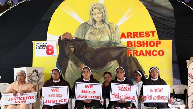 Sister Lucy Kalapura, who supported the protest for the arrest of Jalandhar bishop Franco Mullakkal on sexual assault allegations, has been asked to leave the vocation immediately by the Franciscan Clarist Congregation (FCC) or be defrocked.(Vivek Nair / Hindustan Times)