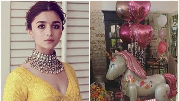 Alia Bhatt shared a picture of the unicorn balloon gift she got from Sonam Kapoor.(Instagram)