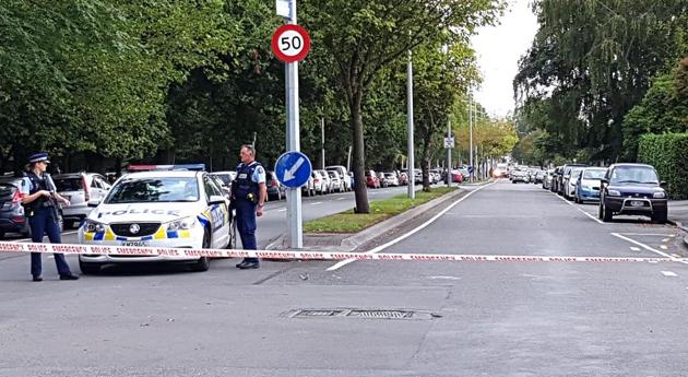 Police cordon off the areas close to the mosque after a gunman filmed himself firing at worshippers inside in Christchurch on March 15. (AFP Photo) Police cordon off the areas close to the mosque after a gunman filmed himself firing at worshippers inside in Christchurch on March 15. (AFP Photo)