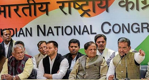 Amid reports of discontent over allocation of seats among its allies, the Grand Alliance (GA) postponed its Sunday’s scheduled meeting to resolve the issue before launching the campaign for Lok Sabha elections in Bihar. (PTI) Amid reports of discontent over allocation of seats among its allies, the Grand Alliance (GA) postponed its Sunday’s scheduled meeting to resolve the issue before launching the campaign for Lok Sabha elections in Bihar. (PTI)