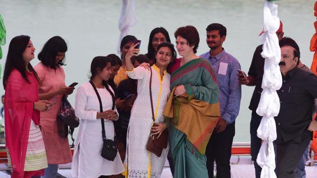 Congress national general secretary and in-charge of east Uttar Pradesh Priyanka Gandhi began her party’s campaign for the Lok Sabha election 2019 with a ‘Ganga Abhishek’ and prayers at a temple in Allahabad in the morning. As part of her ‘Ganga Yatra’, she will make stopovers at villages located near the river’s banks. She will meet people in these villages to better understand their hardships, aspirations and expectations. (Sheeraz Rizvi / HT Photo) Congress national general secretary and in-charge of east Uttar Pradesh Priyanka Gandhi began her party’s campaign for the Lok Sabha election 2019 with a ‘Ganga Abhishek’ and prayers at a temple in Allahabad in the morning. As part of her ‘Ganga Yatra’, she will make stopovers at villages located near the river’s banks. She will meet people in these villages to better understand their hardships, aspirations and expectations. (Sheeraz Rizvi / HT Photo)
