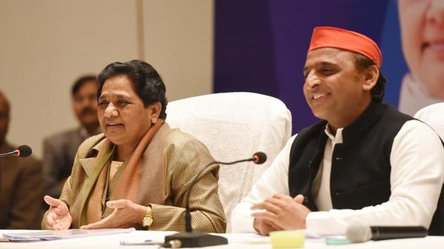 Uttar Pradesh alliance partners BSP’s Mayawati and SP’s Akhilesh, in a strong snub for the Congress, said on Monday that their combine was strong enough to defeat the BJP in politically important Uttar Pradesh in the upcoming Lok Sabha elections. The two leaders’ statement came a day after the Congress said it was leaving seven of the 80 Lok Sabha seats in Uttar Pradesh for the SP-BSP combine. (Subhankar Chakraborty / HT File) Uttar Pradesh alliance partners BSP’s Mayawati and SP’s Akhilesh, in a strong snub for the Congress, said on Monday that their combine was strong enough to defeat the BJP in politically important Uttar Pradesh in the upcoming Lok Sabha elections. The two leaders’ statement came a day after the Congress said it was leaving seven of the 80 Lok Sabha seats in Uttar Pradesh for the SP-BSP combine. (Subhankar Chakraborty / HT File)