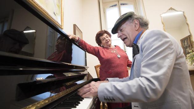 Romanian musicologist Bissy Roman (L) and Italian pianist Raimondo Campisi at Casa Verdi. “There came a time when I felt like I was all alone in the world, I didn’t have anyone anymore, and the Casa Verdi was the last solution: dying with music in my heart and near my musician companions,” she said. (AFP) Romanian musicologist Bissy Roman (L) and Italian pianist Raimondo Campisi at Casa Verdi. “There came a time when I felt like I was all alone in the world, I didn’t have anyone anymore, and the Casa Verdi was the last solution: dying with music in my heart and near my musician companions,” she said. (AFP)