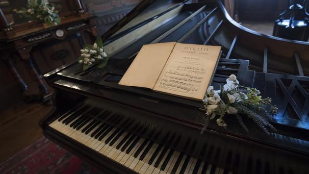 A piano and a music sheet of Verdi's Otello are at Casa Verdi. Besides retirees, the Casa is also home to around 15 music students, some from Milan’s renowned La Scala Academy, as part of a project to connect different generations started in 1999. (AFP) A piano and a music sheet of Verdi's Otello are at Casa Verdi. Besides retirees, the Casa is also home to around 15 music students, some from Milan’s renowned La Scala Academy, as part of a project to connect different generations started in 1999. (AFP)