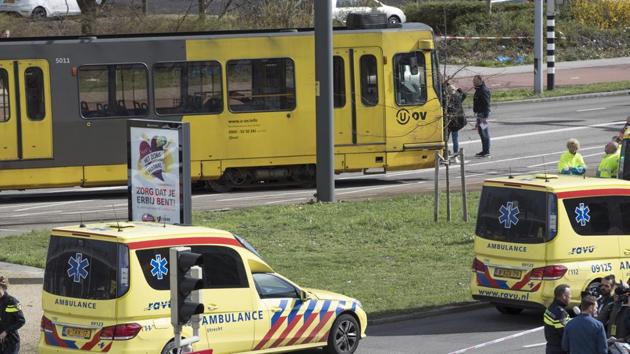 Ambulances are seen next to a tram after a shooting in Utrecht, Netherlands on March 18. (AP Photo) Ambulances are seen next to a tram after a shooting in Utrecht, Netherlands on March 18. (AP Photo)