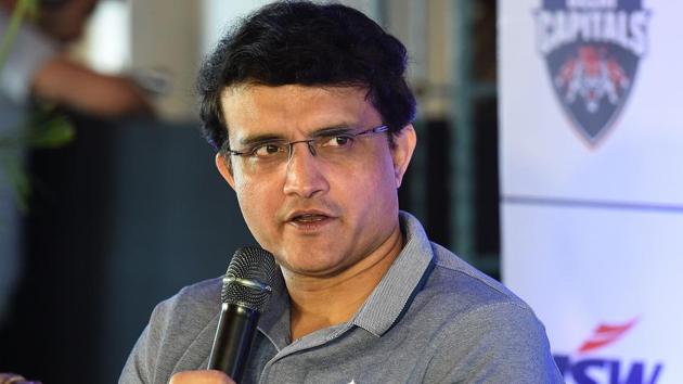 Delhi Capitals special adviser Sourav Ganguly speaks at a press conference in New Delhi.(AFP)