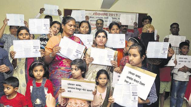 Students, parents, teachers, farmers, and representatives of scheduled tribes released the education manifesto on Monday.(RAVINDRA JOSHI/HT PHOTO)