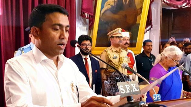 Newly-sworn in Goa chief minister Pramod Sawant has said he will take forward the legacy of his predecessor Manohar Parrikar as he admitted he had a “big responsibility” before him.(PTI) Newly-sworn in Goa chief minister Pramod Sawant has said he will take forward the legacy of his predecessor Manohar Parrikar as he admitted he had a “big responsibility” before him.(PTI)