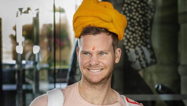 Jaipur:Australian cricketer Steve Smith pose for photograph during his arrival at Jaipur airport on Sunday, March 17, 2019.(PTI)