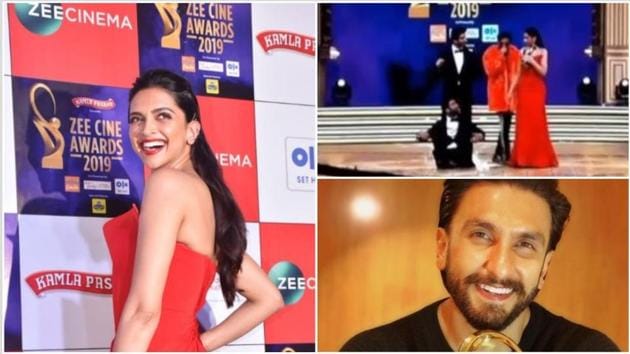 Deepika Padukone and Ranveer Singh recreate their wedding at the Zee Cine Awards.(Varinder Chawla/Twitter)