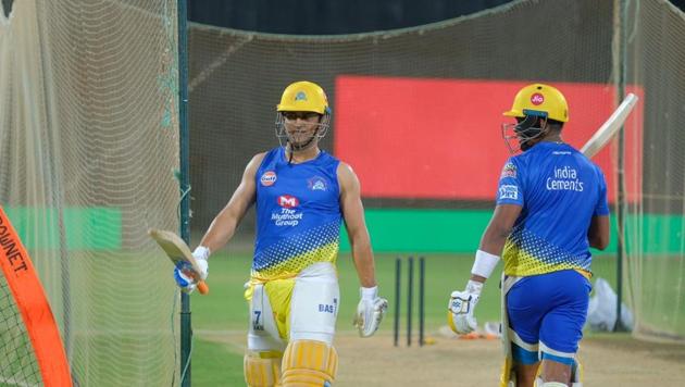 MS Dhoni at a CSK training session(CSK Twitter handle)