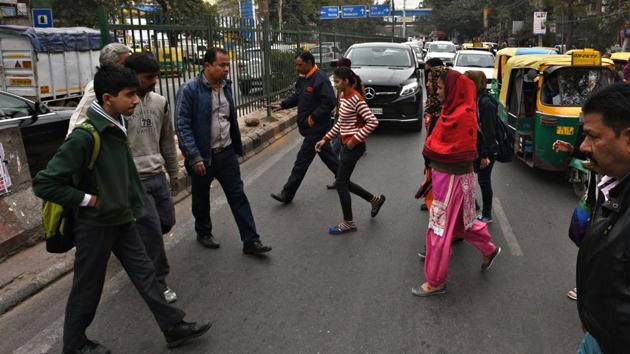 Accessing the city by foot pleasantly and conveniently is facilitated as much by knowledge of the streets and locations and by safe and traversable walkways. (Photo by Raj K Raj/ Hindustan Times) (Raj K Raj/HT PHOTO) Accessing the city by foot pleasantly and conveniently is facilitated as much by knowledge of the streets and locations and by safe and traversable walkways. (Photo by Raj K Raj/ Hindustan Times) (Raj K Raj/HT PHOTO)