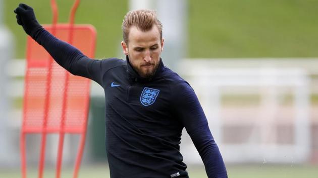 England's Harry Kane attends a training session.(Reuters)