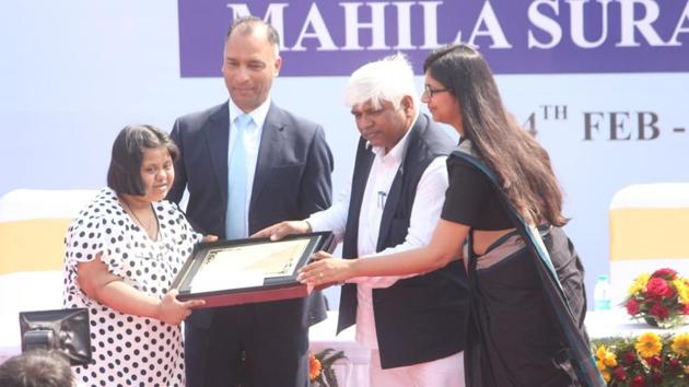 Another in Aditi’s clutch of accolades was recognition from the Delhi Commission for Women this Women’s Day as an achiever who surpassed conditions that could limit her and emerged as an inspiration. (HT Photo) Another in Aditi’s clutch of accolades was recognition from the Delhi Commission for Women this Women’s Day as an achiever who surpassed conditions that could limit her and emerged as an inspiration. (HT Photo)