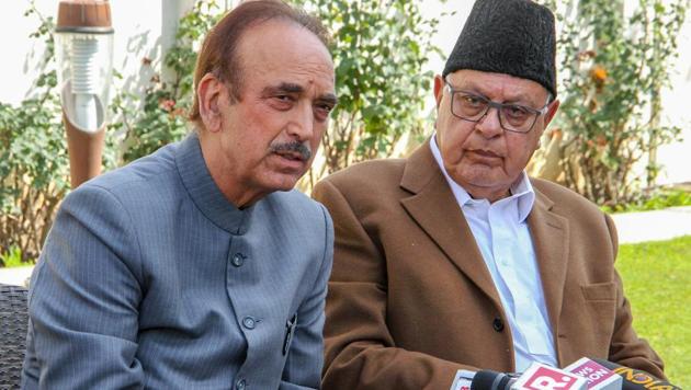 National Conference President Farooq Abdullah and senior Congress leader Ghulam Nabi Azad announcing an alliance between the two parties on Wednesday. (PTI) National Conference President Farooq Abdullah and senior Congress leader Ghulam Nabi Azad announcing an alliance between the two parties on Wednesday. (PTI)